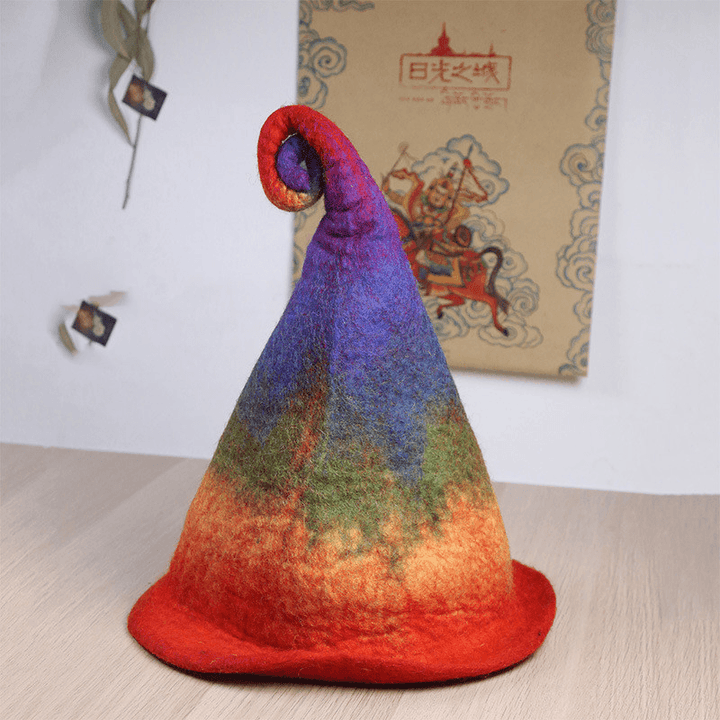 Handmade Wool Felt Hat Autumn and Winter Funny Elf Wizard High Hat - MRSLM