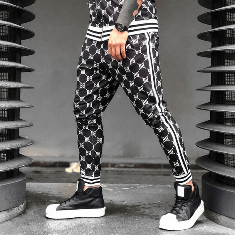 Sports Striped Sweatpants Men'S Youth Casual Plaid Pants - MRSLM