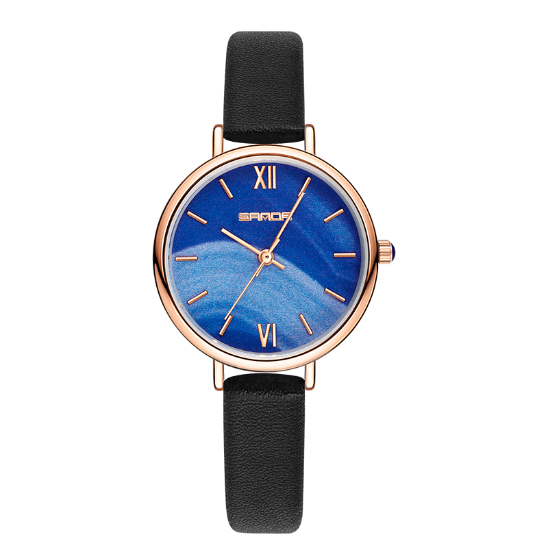 SANDA 1055 Full Steel Strap Crace and Ease Starry Sky Fashion Dial Leather Strap Women Watch Quartz Watch - MRSLM