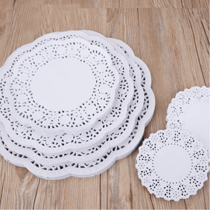 Honana 100Pcs/Lot Hollow round Lace Oil Absorbing Paper Cake Biscuit Decorative Bottom Paper DIY Baking Food Paper Pad Paper Party Wedding Supplies - MRSLM