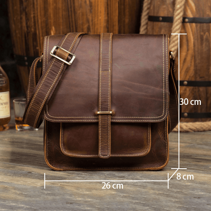 Ekphero Men Vintage Multifunction PU Leather Large Capacity Flip Casual Crossbody Bag Shoulder Bag - MRSLM