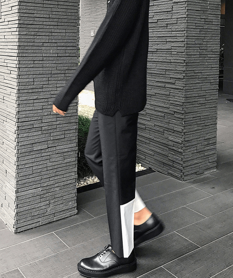 Casual Men'S Loose Straight Drape Nine-Point Stitching Trousers - MRSLM