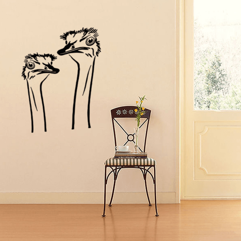 Honana a Pair of Ostrich Head DIY Wall Sticker Removable PVC Wall Decal Poster Home Wall Covering Decor Art Wallpaper Removable Wall Stickers - MRSLM