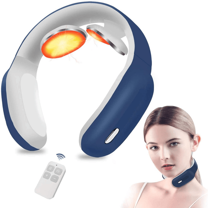 PGG D12 Electric Neck Shoulder Massager Remote Control Acupuncture Therapy Pain Relief Relaxation Magnetic Pulse Cervical Vertebra Physiotherapy Massage - MRSLM