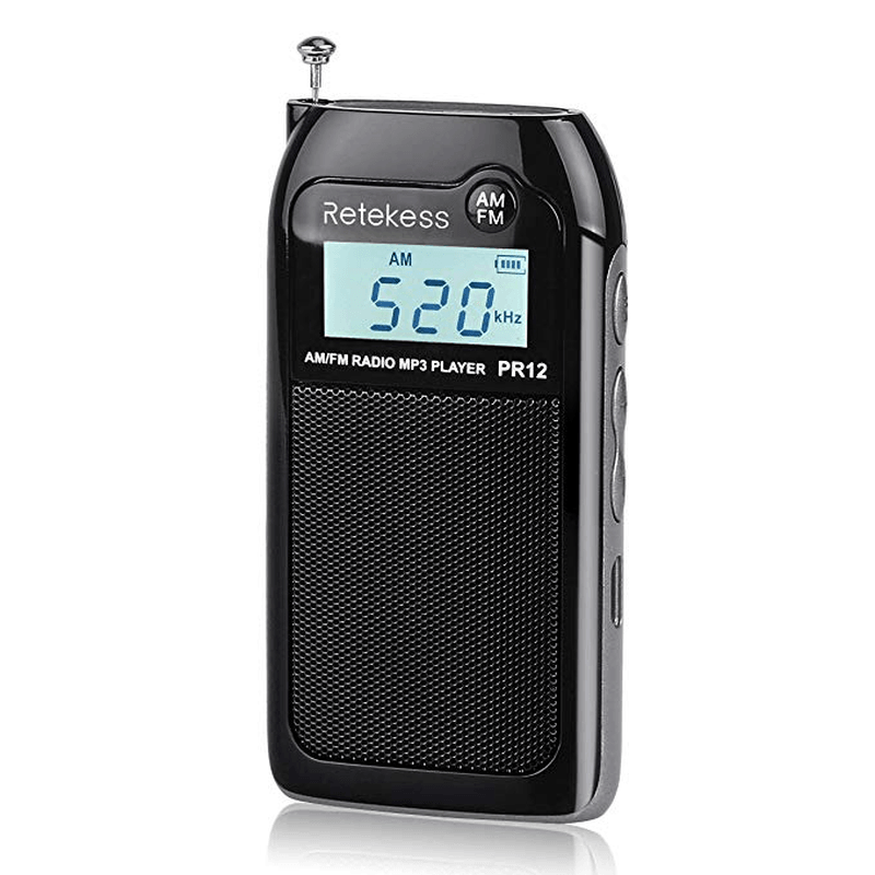 Retekess PR12 AM FM Radio Digital Tuning Radio Receiver MP3 Music Player with Rechargeable Battery - MRSLM