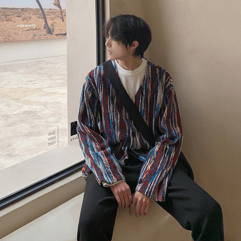 Spring 2021 Japanese Knit Jacket Male Korean Trend Cardigan Sweater - MRSLM