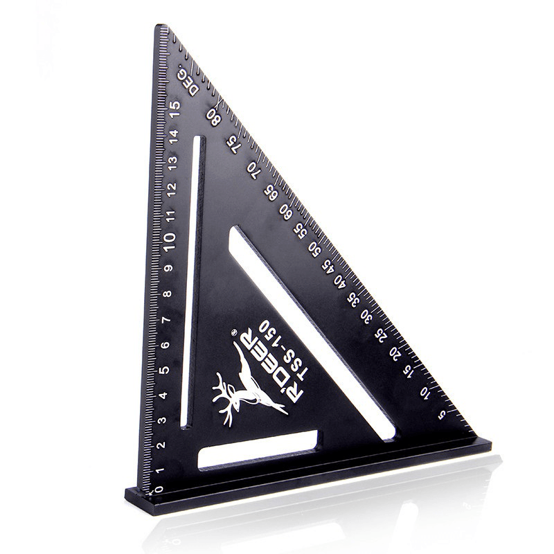 RDEER 150Mm Angle Ruler Aluminun Alloy Triangle Ruler for DIY Home Builders Artists Woodworking Measuring Tools - MRSLM