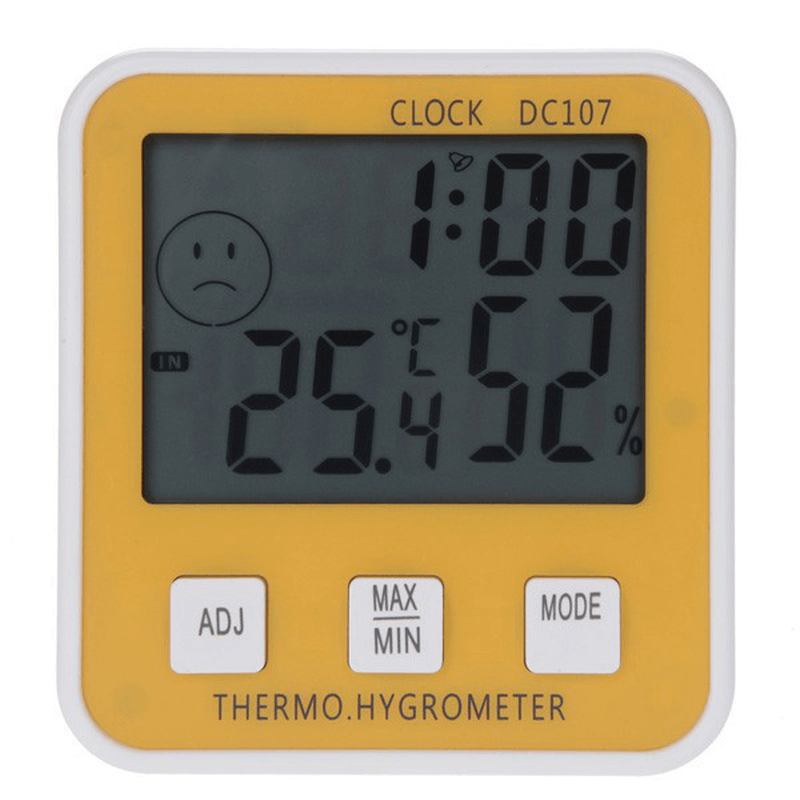 DC107 Large Digital LCD Indoor Temperature Humidity Meter Thermometer Hygrometer Clock Time - MRSLM