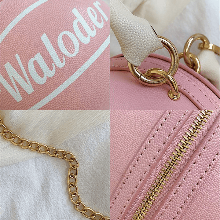 Women Basketball Chains Casual PU Handbag Crossbody Bag - MRSLM