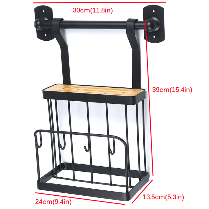 Wall-Mounted Rack Black Stainless Steel Kitchen Shelf Pot Cover Shelf Cover Storage Rack - MRSLM