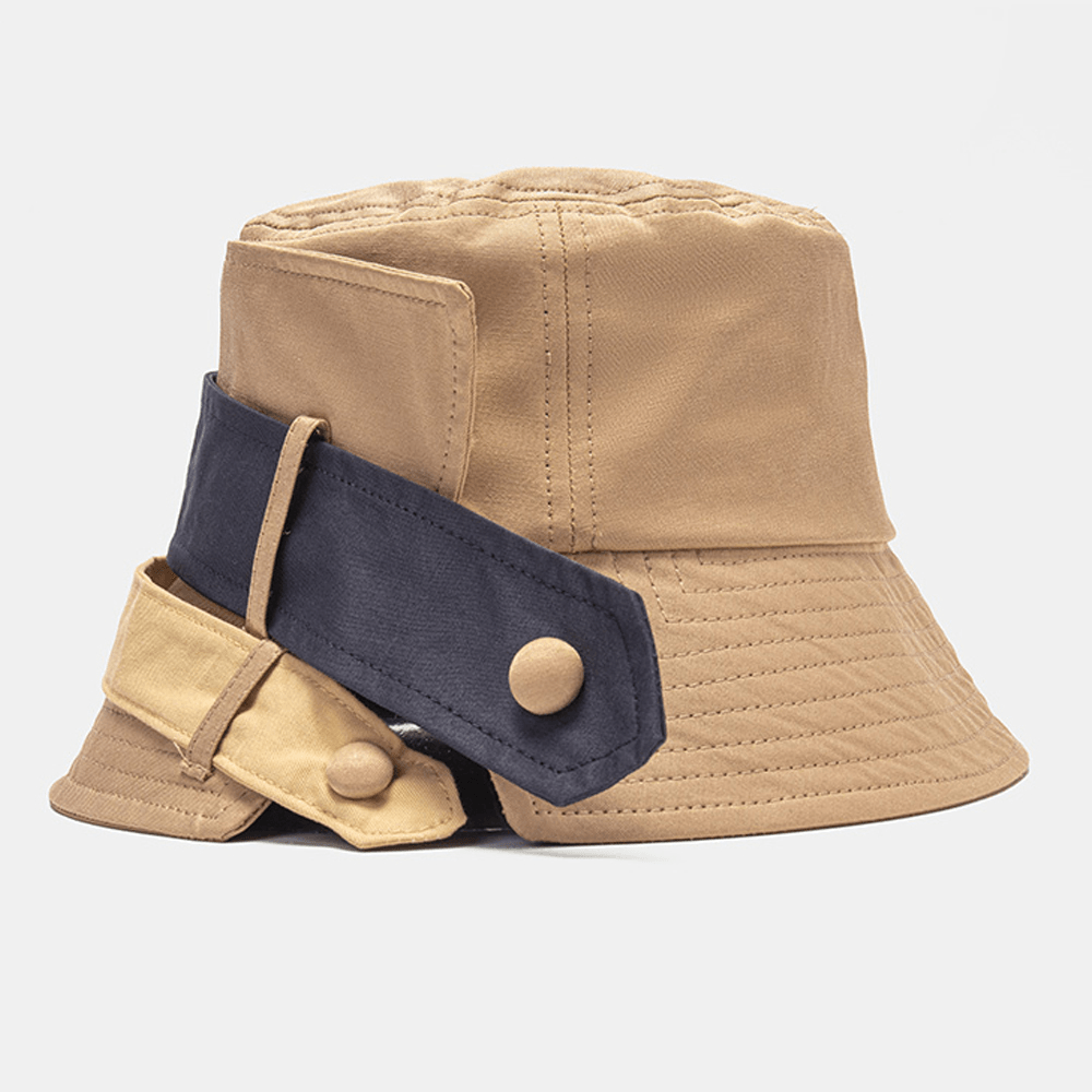 Unisex Cotton Contrast Color Bandage Dovetail Unique Fashion Bucket Hat - MRSLM