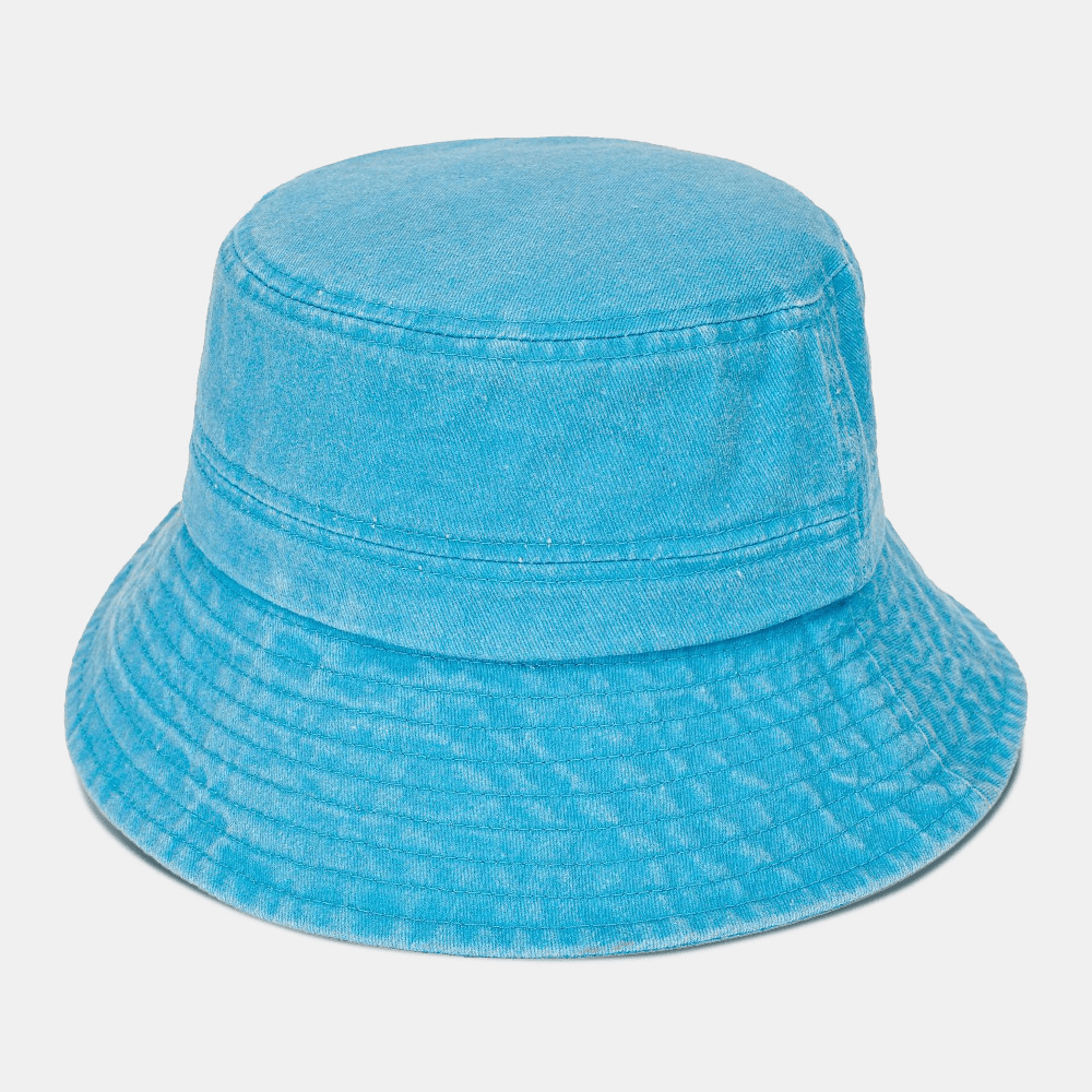 Unisex Washed Distressed Cotton Solid Color All-Match Sunshade Bucket Hat - MRSLM