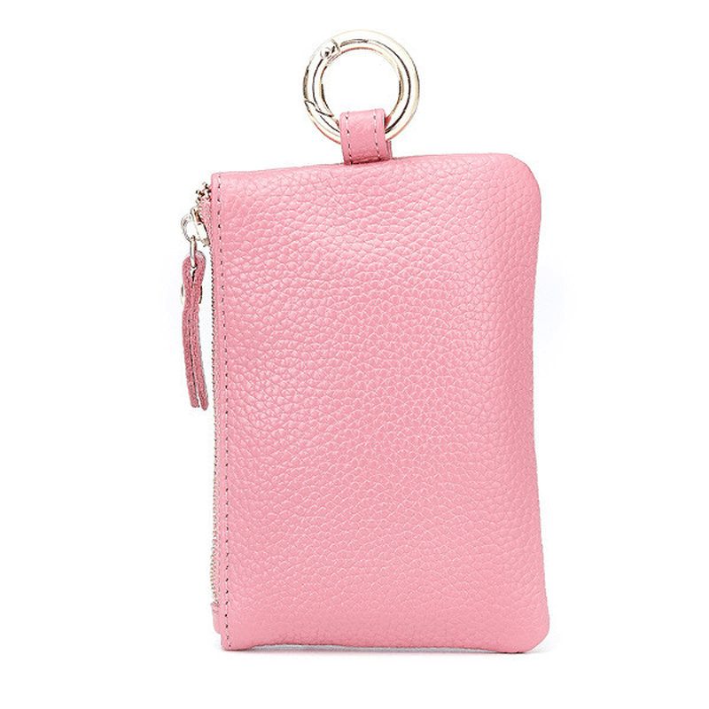 Genuine Leather Women Zipper Card Holder Girls Small Coin Bags Key Chain Bags - MRSLM