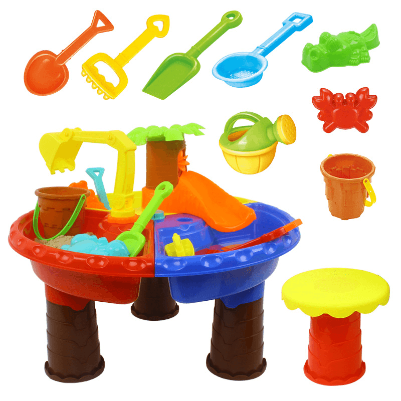 Water Table Set Summer Sand and Water Table Box Baby Kids Children Outdoor Beach Waterwheel Toys Family Play Set - MRSLM