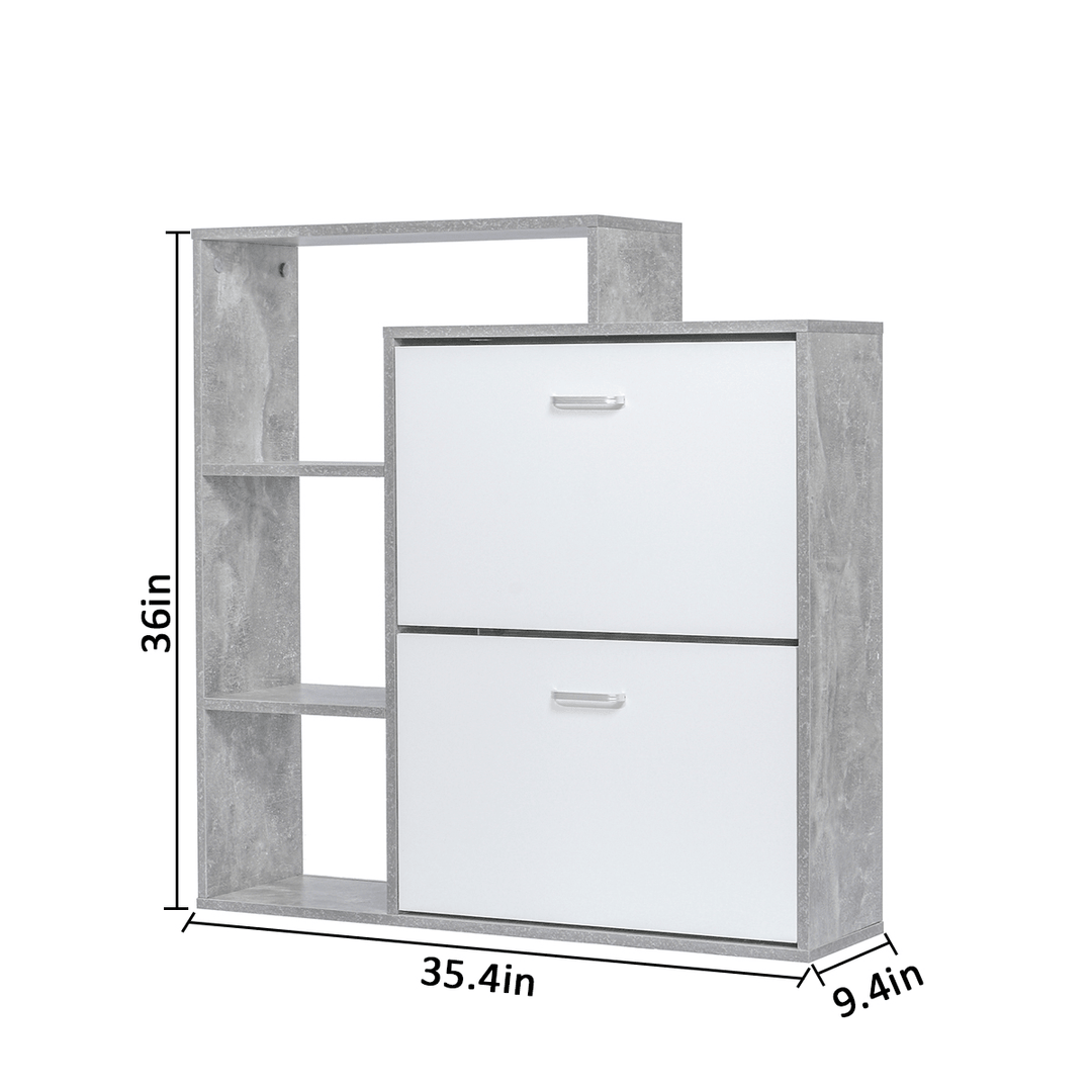 Modern Shoe Cabinet Storage Organizer 2 Door Display Shelf Multifunctional Rack - MRSLM