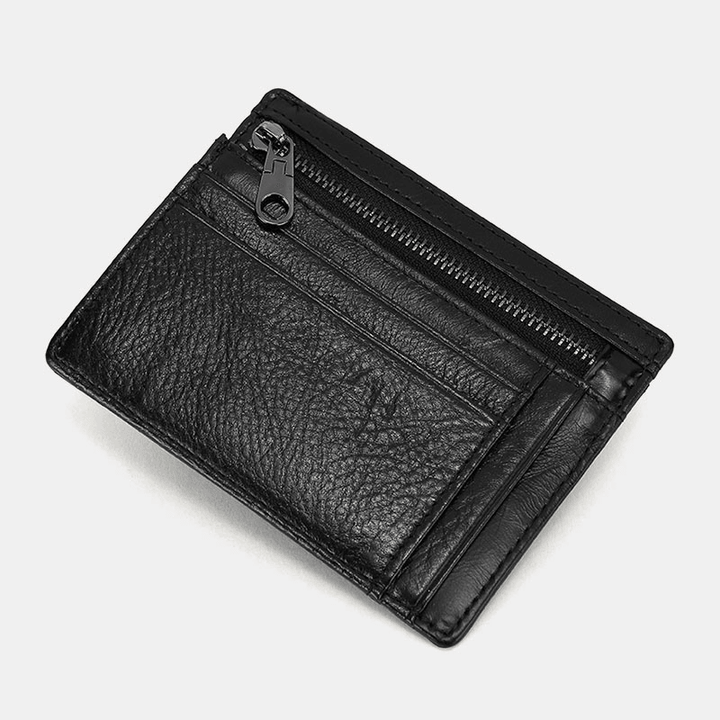 Men Genuine Leather Cowhide RFID Anti-Theft Multi-Slot Card Holder Wallet - MRSLM