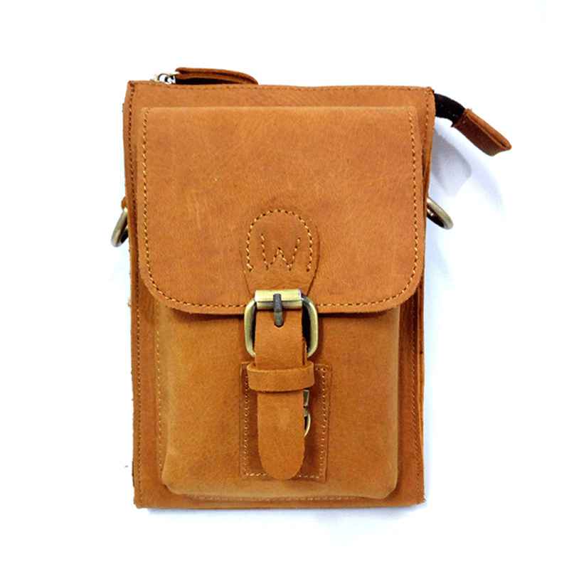 Men Genuine Leather One-Shoulder Bag Vintage Causal Bag - MRSLM