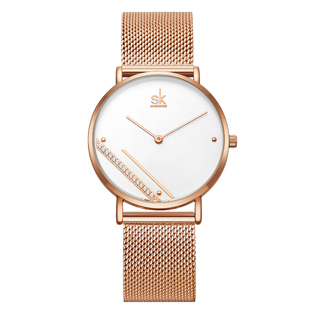 SHENGKE SK Creative Crystal Dial K0106 Women Fashion Simple Ladies Dress Elegant Quartz Watch - MRSLM