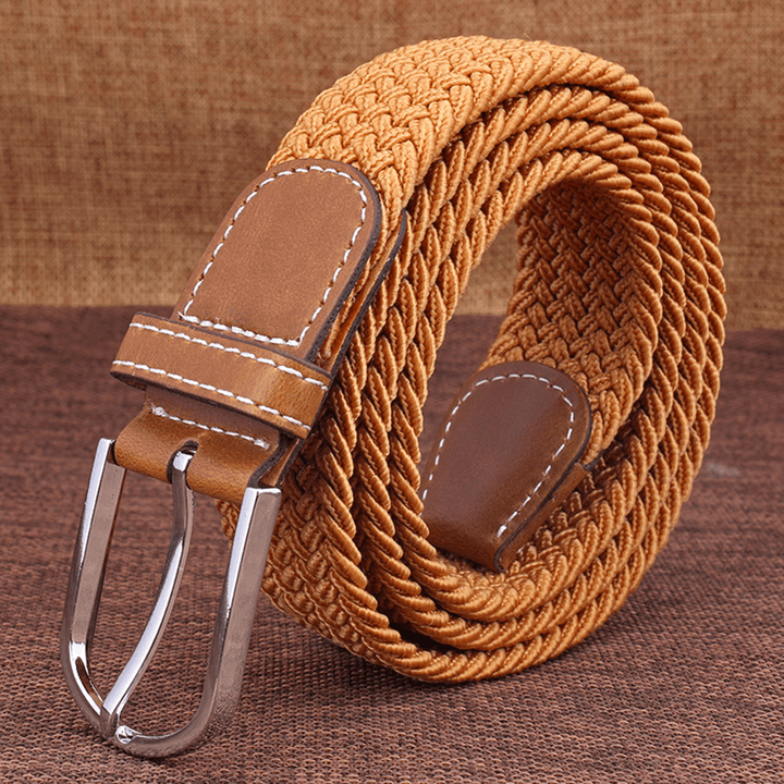 Unisex Nylon Casual Stretch Woven Belt Wild Pin Buckle 107Cm Adjustable Tactical Belt - MRSLM