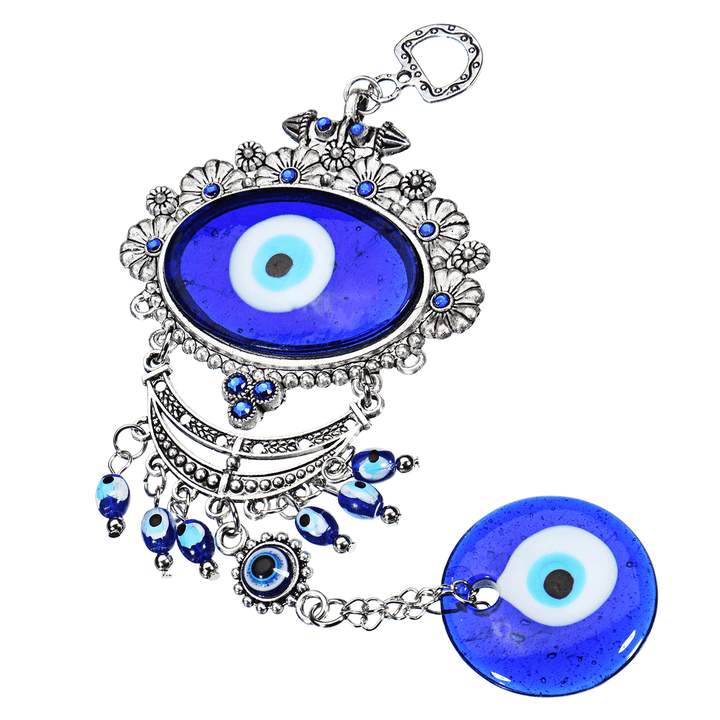 Turkish Oval Blue Evil Eye Amulet Wall Hanging Car Decor Blessing Protector Decorations - MRSLM