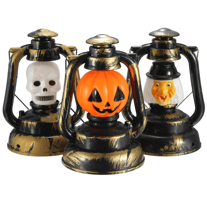 Halloween Pumpkin Skull Witch Lantern Lamp with Light Laughter - MRSLM