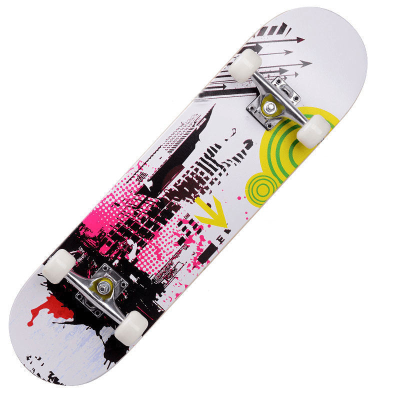 80X21Cm Double Kick Skateboard for Beginner＆Professional 3A Grade 7 Layers Maple with Non-Slip Emery Board Surface - MRSLM