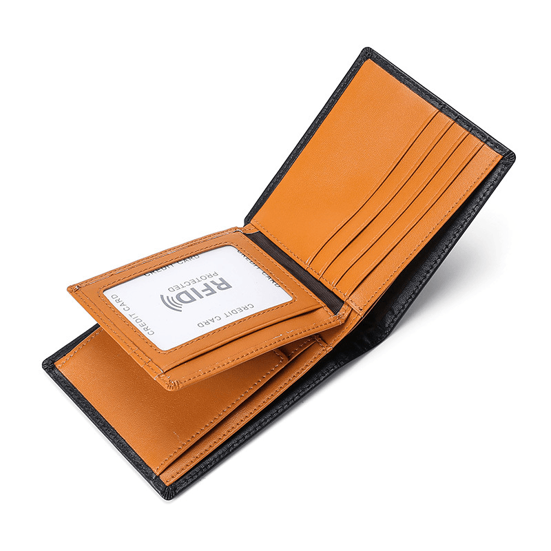 Men Genuine Leather Anti-Theft Multi-Slot Large Capacity Coin Bag Card Holder Wallet - MRSLM