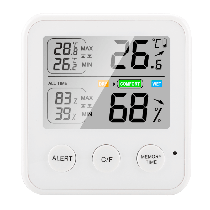 Indoor Temprtature Humidity Meter Real-Time Monitor HD LCD Display Environmentally Friendly ABS Shell 45° Support Frame Thermometer Hygrometer - MRSLM