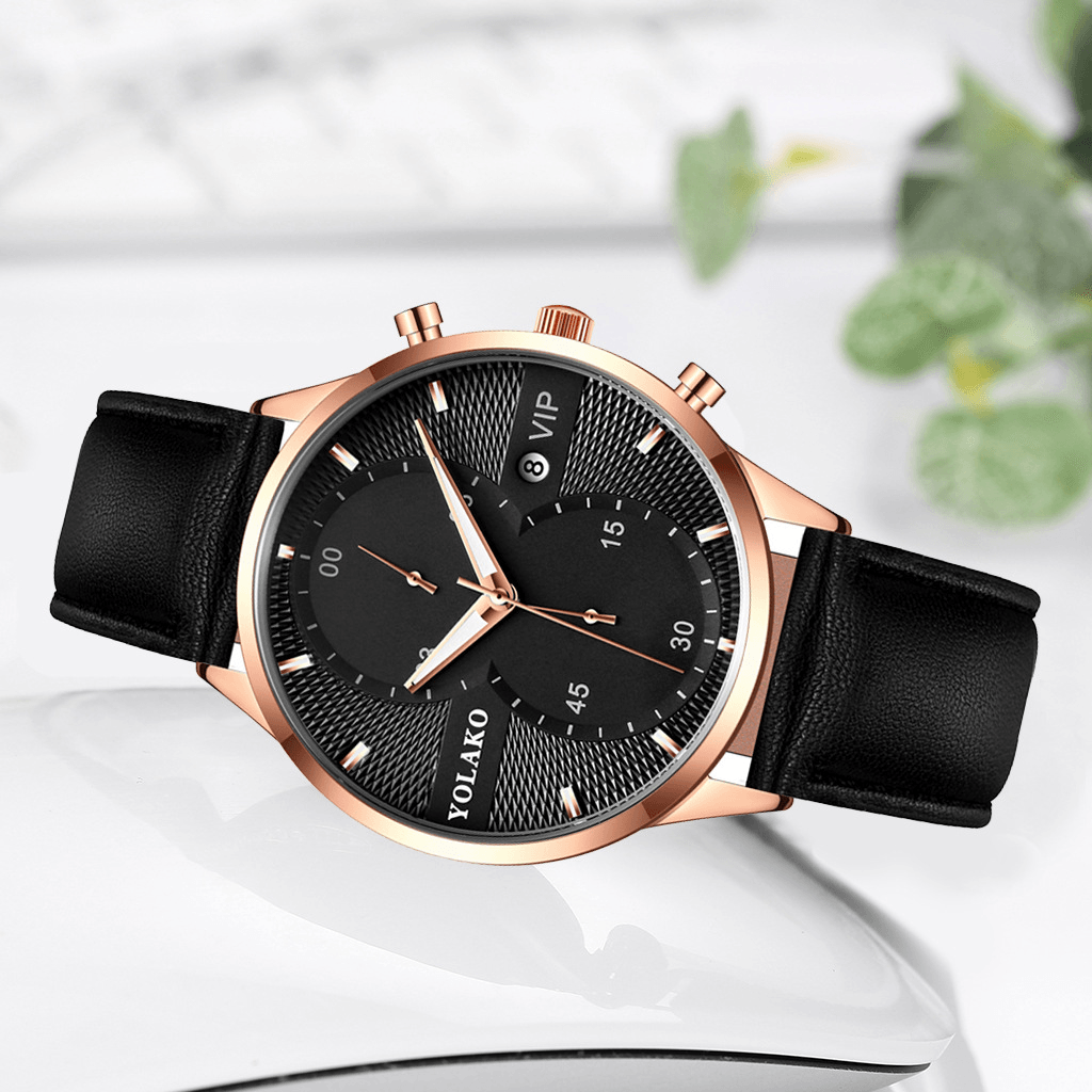 Fashion Casual Business Alloy PU Leather Simple Belt Quartz Watch for Men - MRSLM