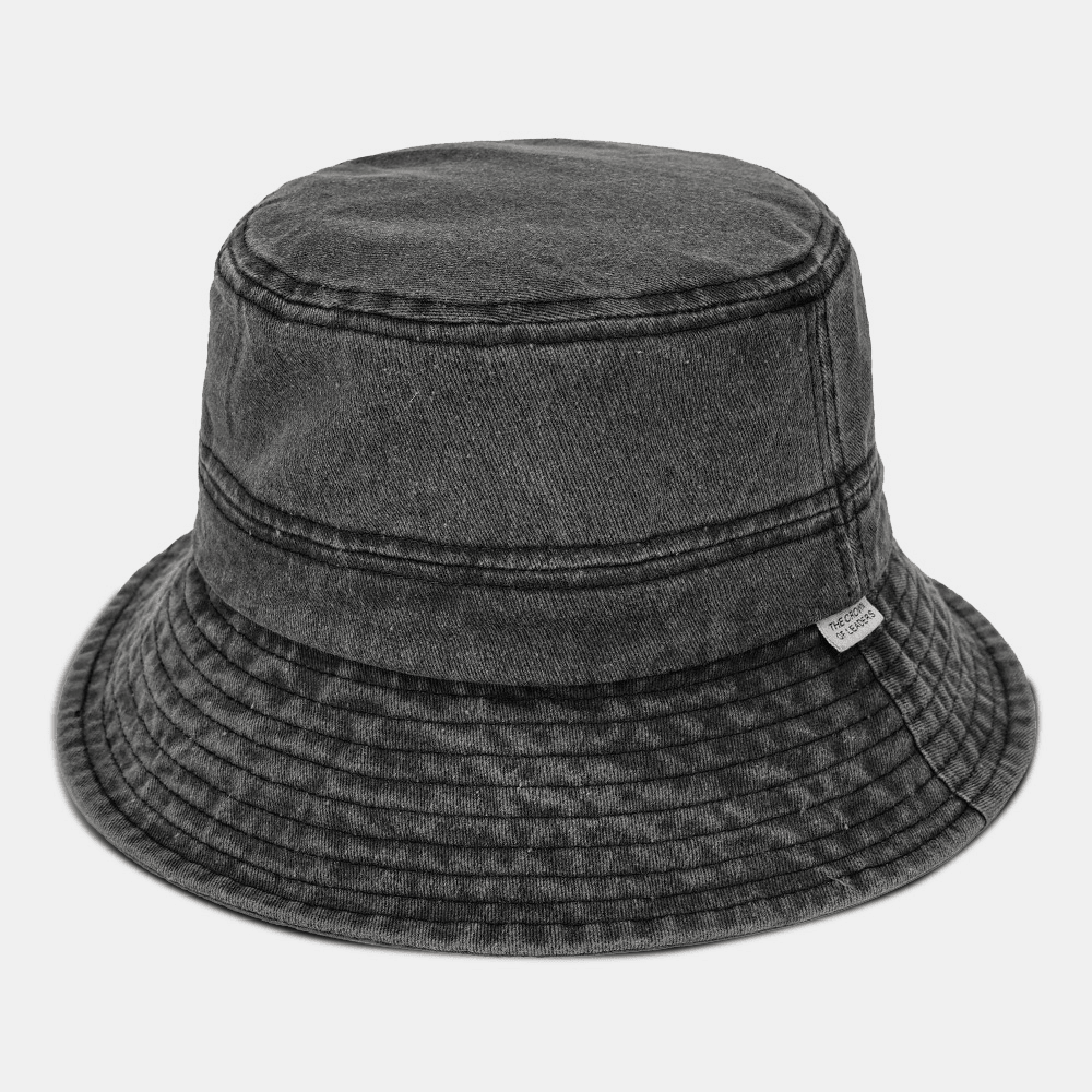 Unisex Washed Distressed Cotton Solid Color All-Match Sunshade Bucket Hat - MRSLM