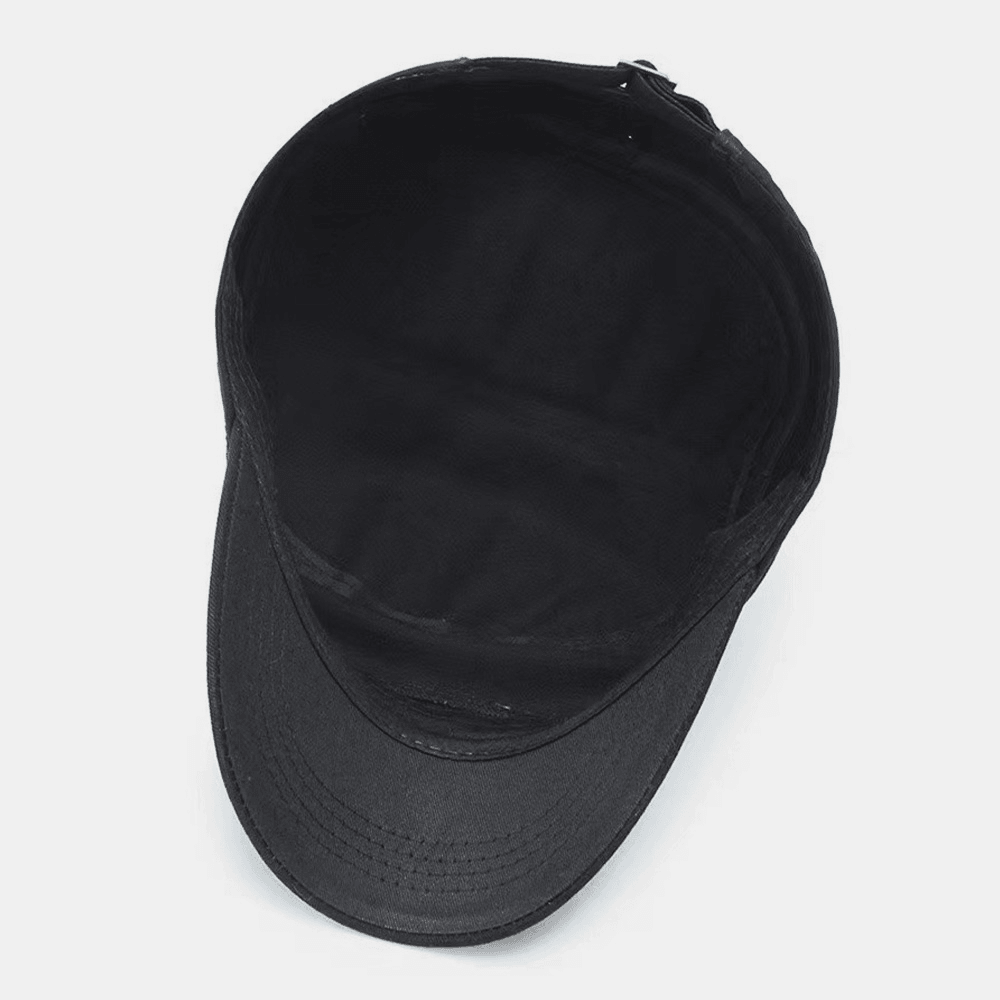 Men Short Brim Iron Shield Lable Design Adjustable Army Cap Cadet Hat Summer Sunshade Breathable Military Cap Flat Top Cap - MRSLM