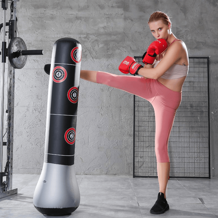 Inflatable Boxing Bag Boxing Pillar Punching Bag PVC Thickening Home Fitness Inflatable Punching Bag for Children Adult - MRSLM