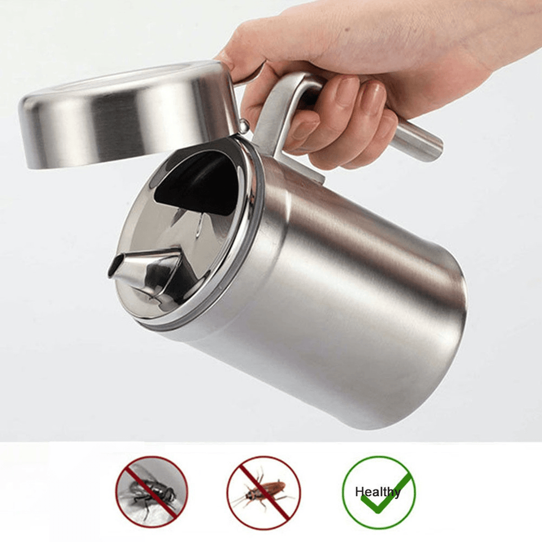 1000Ml Leak Proof Oil Dispenser Stainless Steel Pourer Vinegar Cruet Kitchen Flavouring Tool Bottles - MRSLM