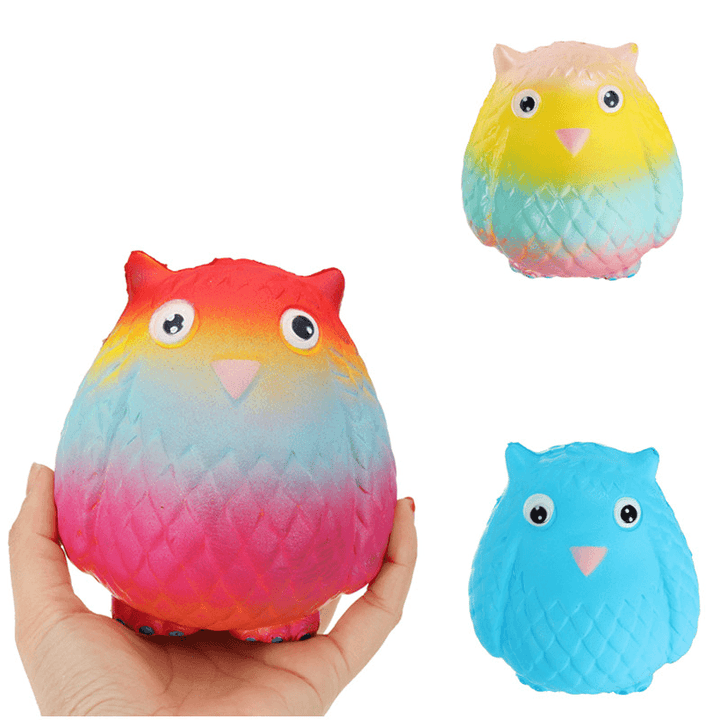 Jumbo Squishy Rainbow Owl 12Cm Soft Slow Rising Toy with Original Packing - MRSLM