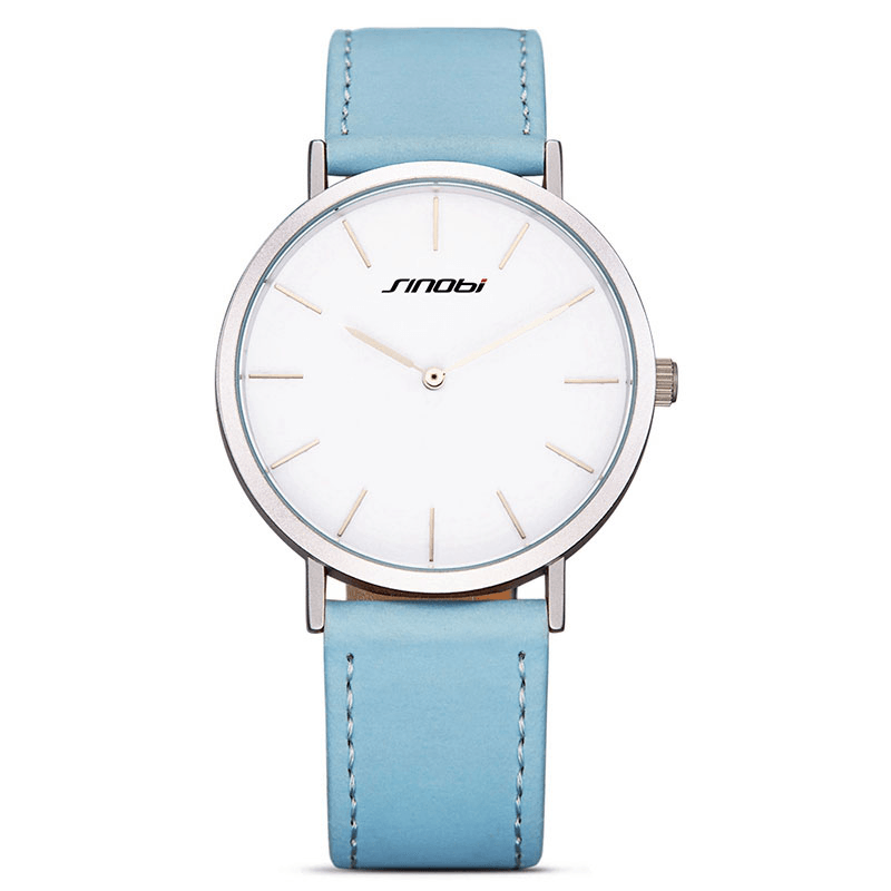 SINOBI 9691 Women Watch Simple PU Leather Strap Luxury Brand Ladies Quartz Wrist Watch - MRSLM