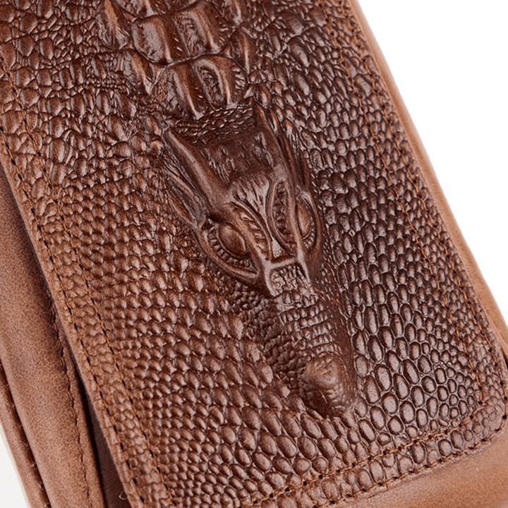 Croc Embossed Leather 6In Phone Pouch Belt Hip Bum Bag for Men - MRSLM