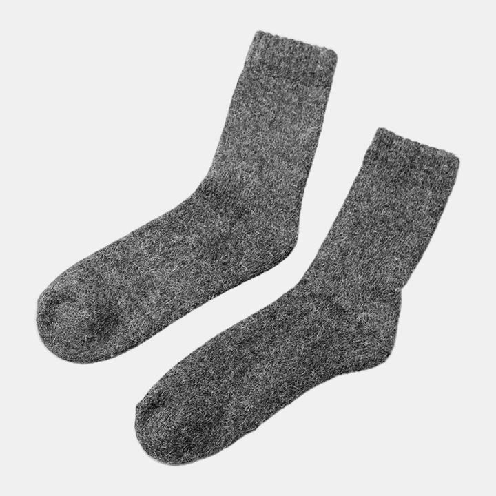 5 Pairs Men Winter Thicken Warm Woolen Socks Home Comfy plus Velvet Solid Color Tube Socks - MRSLM