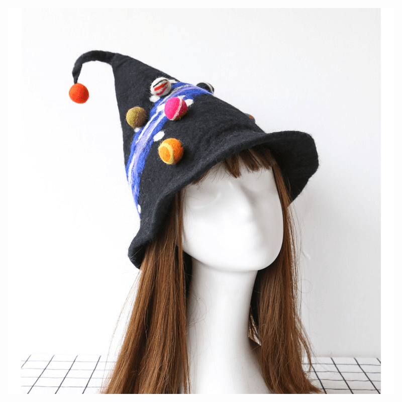 Halloween Harajuku Style Funny Street Spire Black Starry Hat Blue - MRSLM