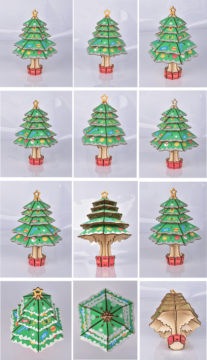 Colorful Christmas Tree Wooden Three-Dimensional Puzzle - MRSLM