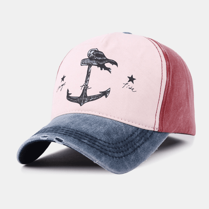 Unisex Make-Old Pirate Ship Anchor Pattern Ivy Cap Outdoor Suncreen Baseball Hats Stretch Fit Cap - MRSLM