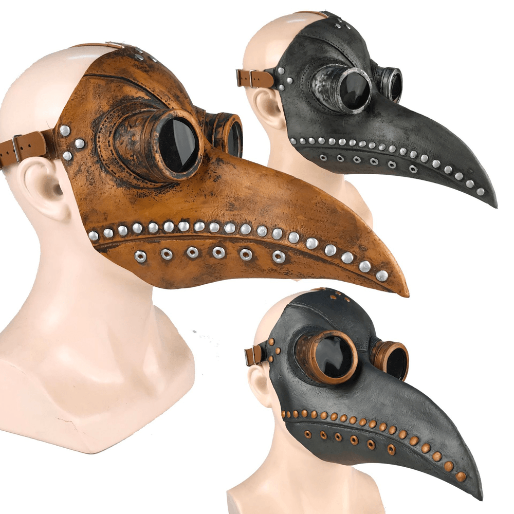 Halloween Medieval Steampunk Plague Doctor Bird Mask Latex Punk Cosplay Masks Long Nose Beak Adult Halloween Event Cosplay Props - MRSLM