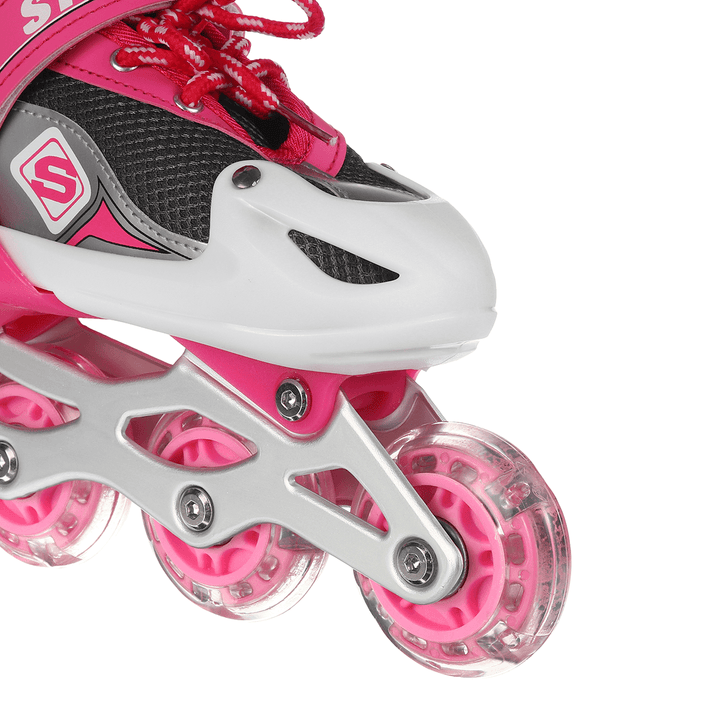 Kids Inline Skates Adjustable Illuminating Roller Skating Shoes Sliding Free Skating Sneakers - MRSLM