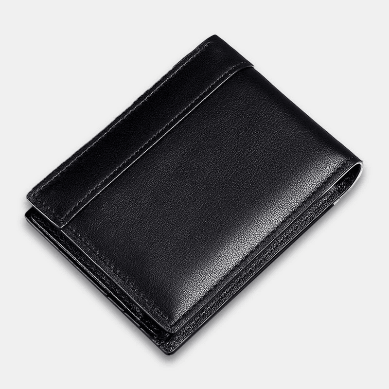 Men Genuine Leather RFID Anti-Theft Brush Multi-Card Slot Card Holder Coin Purse Money Clip Cowhide Wallet - MRSLM