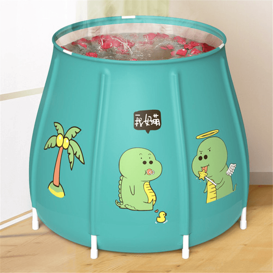 Portable Bathtub Folding Bath Bucket Foldable Large Adult Tub Baby Swimming Pool Insulation Separate Family Bathroom SPA Tub with Lid - MRSLM