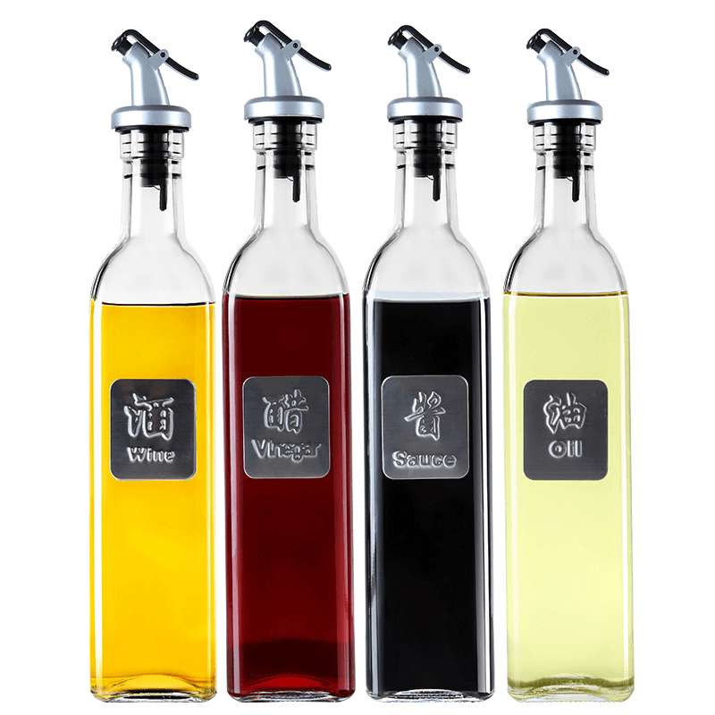 1Pc Glass Sauce Vinegar Oil Bottle Oil Dispenser Container Gravy Boats Condiment Seasoning Bottle Olive Oil Dispenser Kitchen - MRSLM