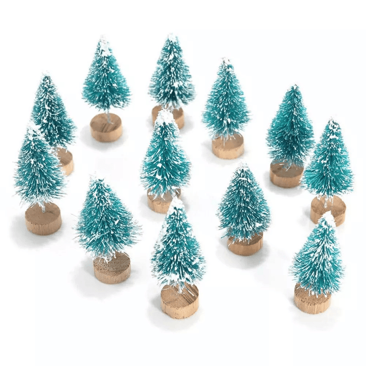 12 Pcs Mini Christmas Tree Sisal Silk Cedar Decor Small Christmas Tree Gold Silver Blue Green White Mini Christmas Tree - MRSLM