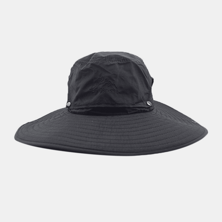 Men Summer UV Protection Wild Big Brim 12 Centimeters Visor Adjustable Sun Hat Bucket Hat for Fishing Mountaineering - MRSLM