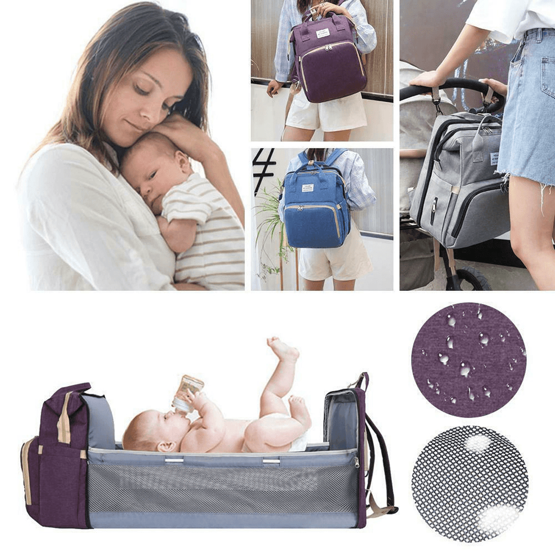 Portable Diaper Bag Folding Baby Travel Large Backapack Outdoor Foldable Baby Bed Mommy Bags - MRSLM