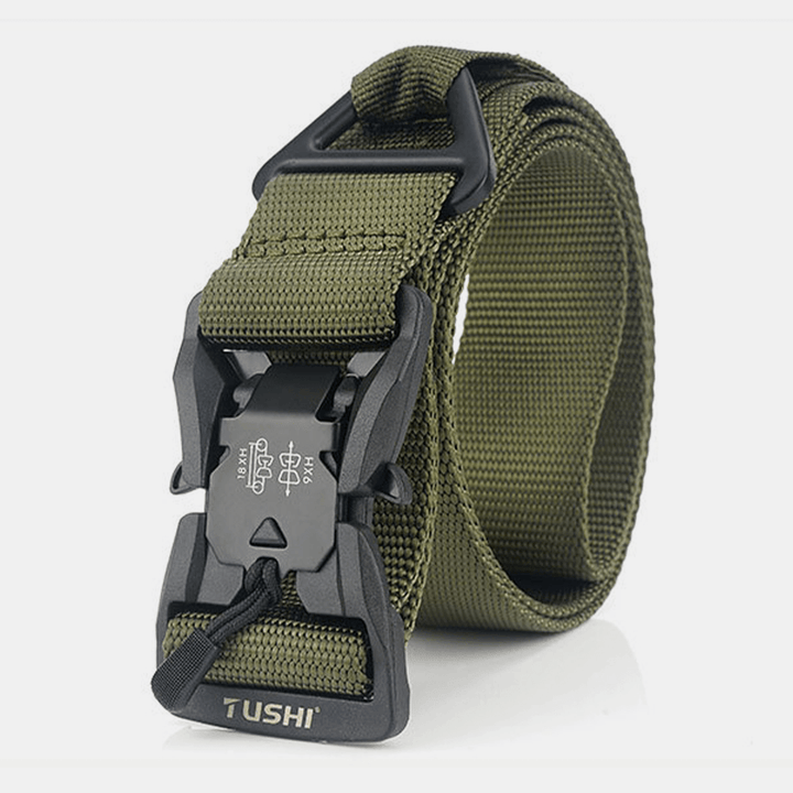 Men Nylon Braided 125Cm Magnet Quick Release Insert-Buckle Multifunctional Outdoor Training Tactical Belts - MRSLM