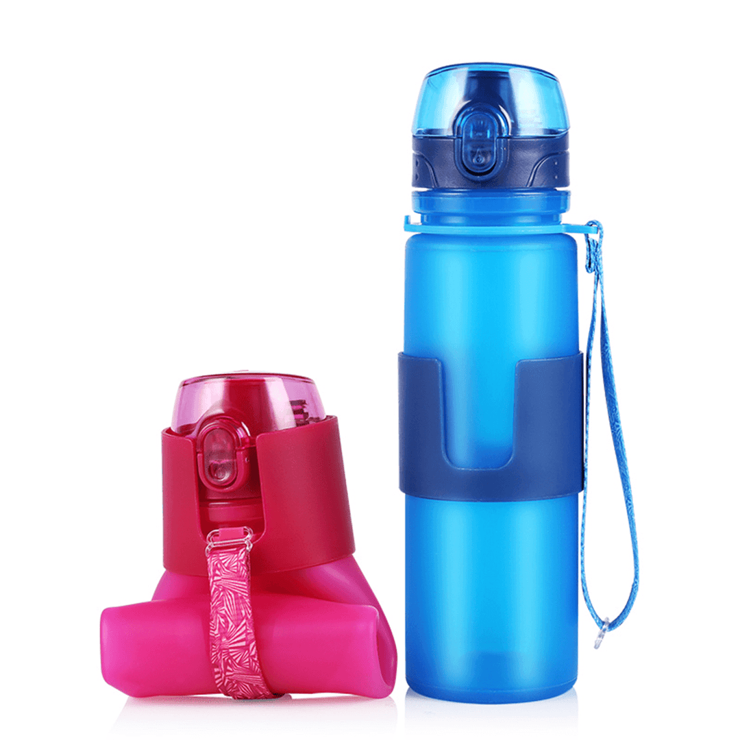 650Ml Silicone Collapsible Sports Water Bottle Folding Drink Water Fitness Riding Running Kettle - MRSLM